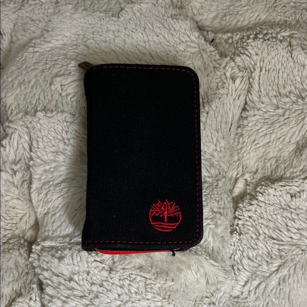 Timberland Black and Red Canvas Wallet